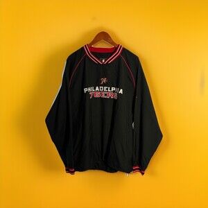 Philadelphia 76ers Jacket Sz XL NBA Basketball Black Adidas Y2K Vintage Sz